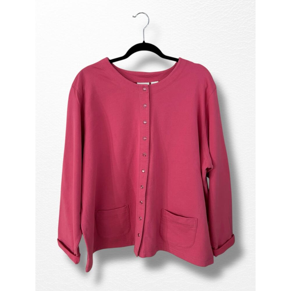 Vintage LL Bean French Terry Snap-Up Cardigan, Size 2X